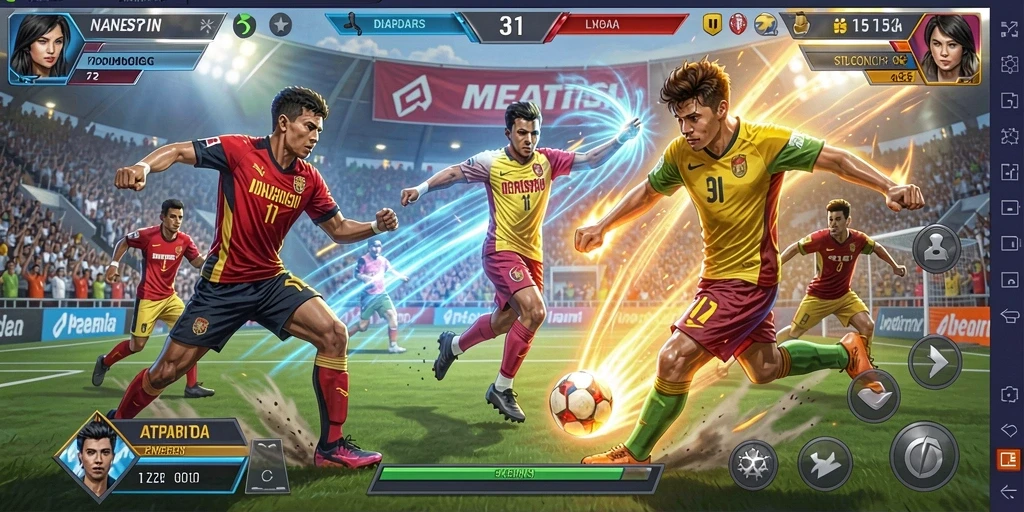 Gambar pertama menampilkan karakter utama dalam pertarungan.
